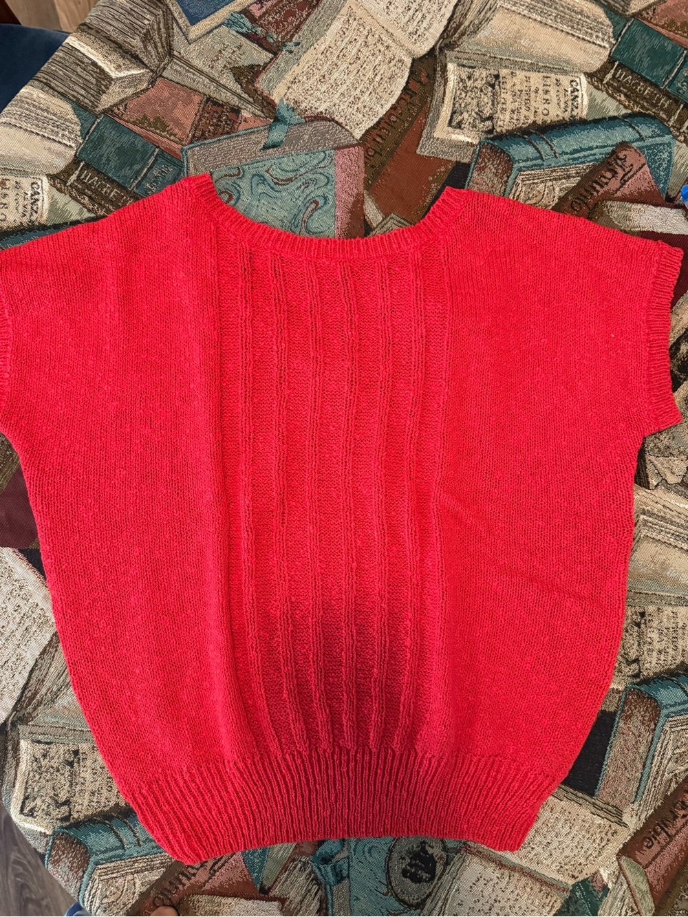 Bechamel Bright Red Short-Sleeve Knit Sweater